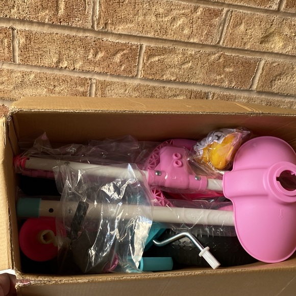 Kriddo 2 in 1 Kids Tricycle with Parent Push Handle Pink Aqua Toddler Bike - Picture 9 of 15